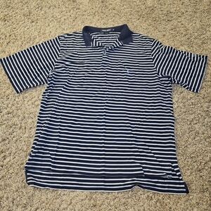 Navy and White Striped Polo Shirt
